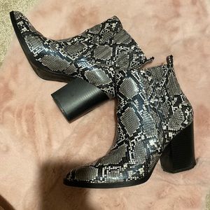 Snakeskin booties